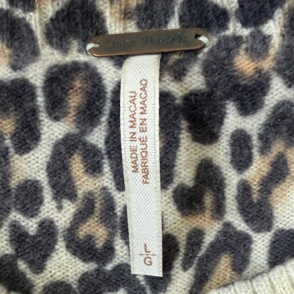 Free People Leopard Print Button-Front Women's Cardigan - Picture 3 of 6